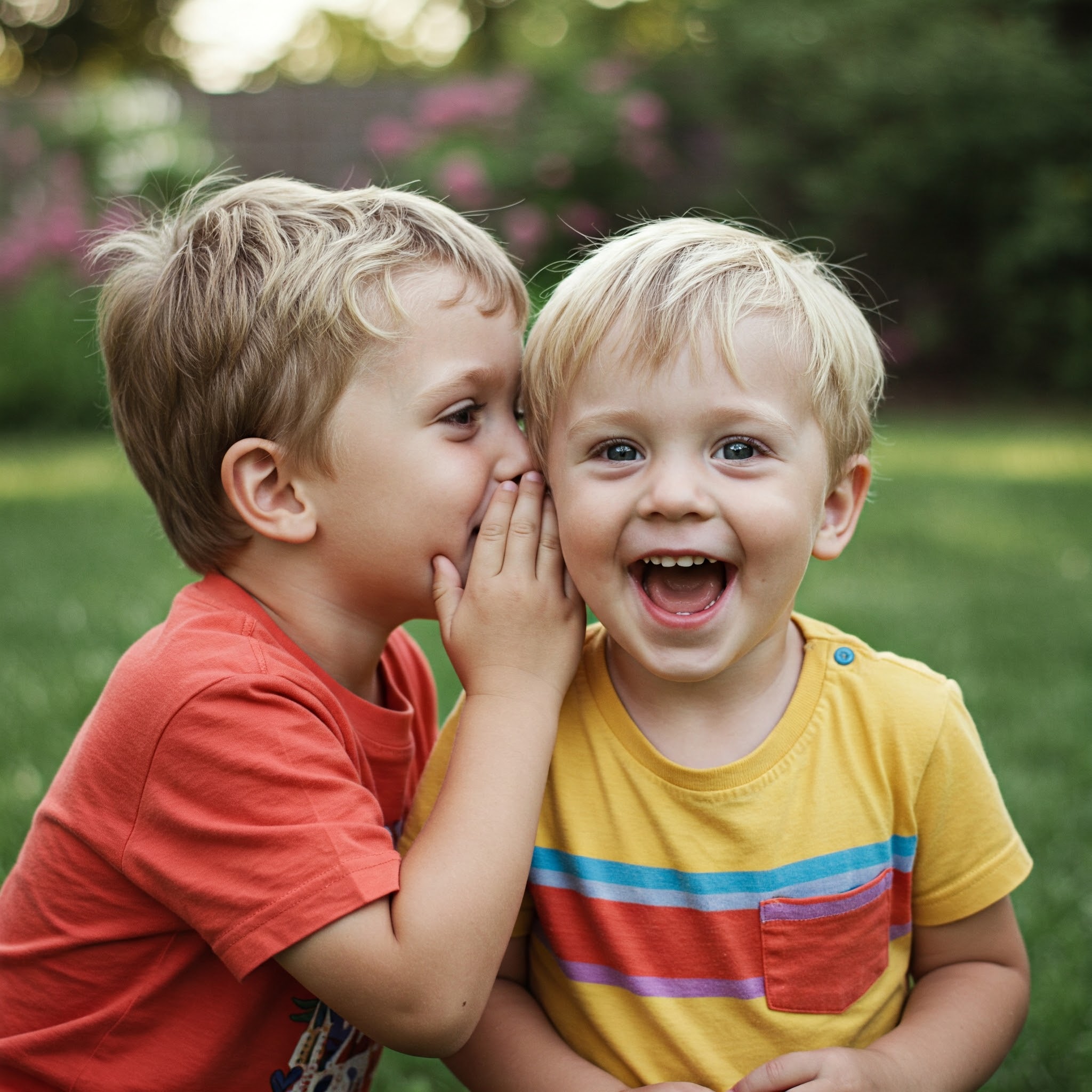Children whispering and sharing secrets